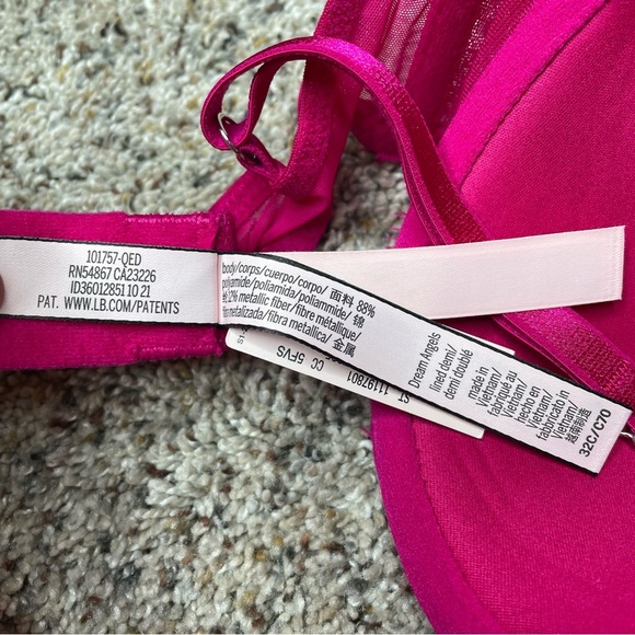 Victoria’s Secret Dream Angels Lined Demi Underwire Bra Pink Silver Lace 32C NWT - Picture 6 of 8